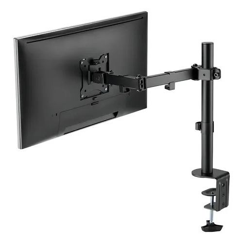 Suporte de Monitor com Inclinação Ajustável 13-30 Polegadas em Aço Laminado Preto com Rotação e Espaçamento Vesa 75x75mm