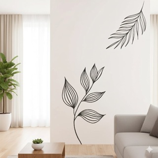 Adesivo Decorativo Parede Boho Floral Minimalista B20 Preto folhas folhagem em Oferta na Shopee
