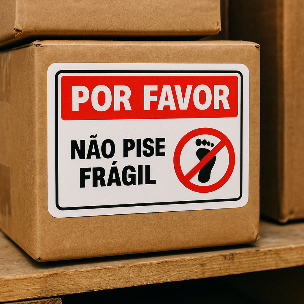 Adesivo Aviso Por Favor Não Pise Frágil Embalagem Caixa · foto 2