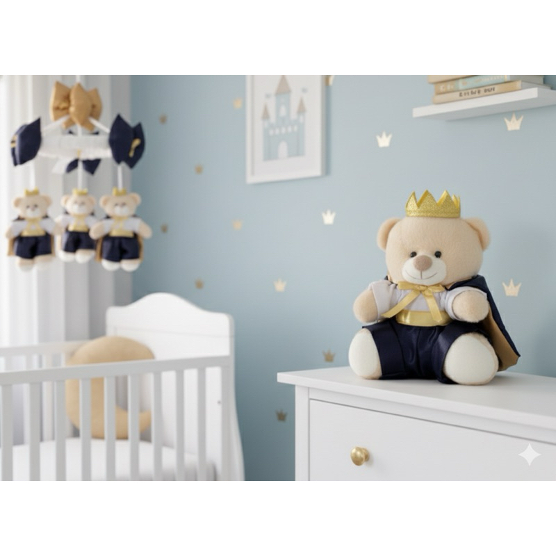 kit ursinho pelúcia 12cm príncipe + Móbile de berço/ quarto infantil/ decoração casa
