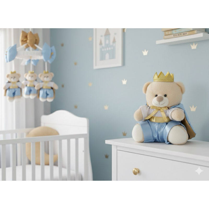 Ursinho pelúcia príncipe 12cm ursinho miniatura decoração quarto infantil