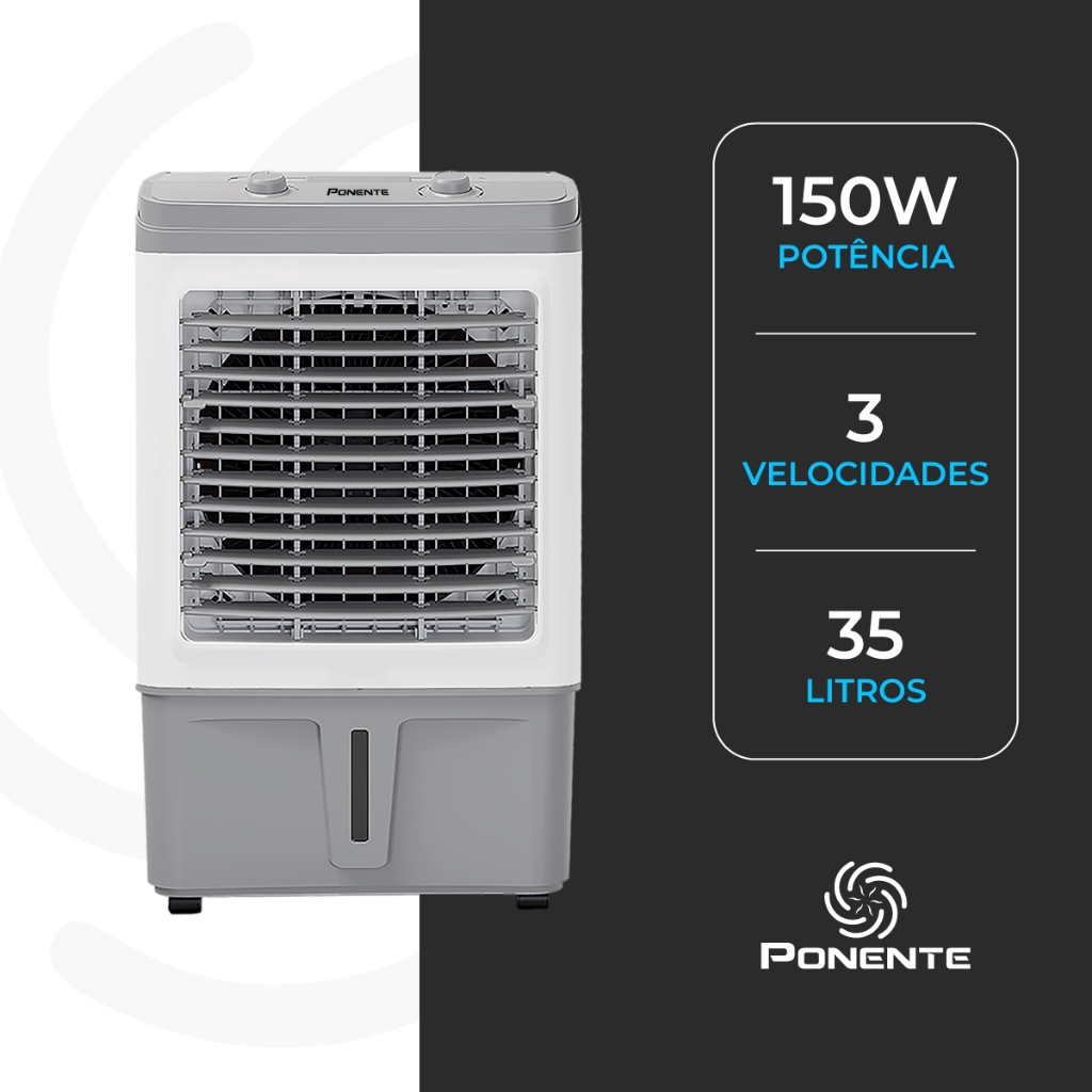 Climatizador Ponente 35L 150W | Com Rodas e Oscilação | Econômico e Eficiente em Oferta na Shopee