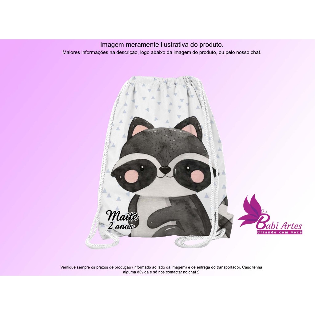 Mochilinha Saco Personalizada Bosque Encantado Festa Aniversário Lembrancinha Saquinho Infantil