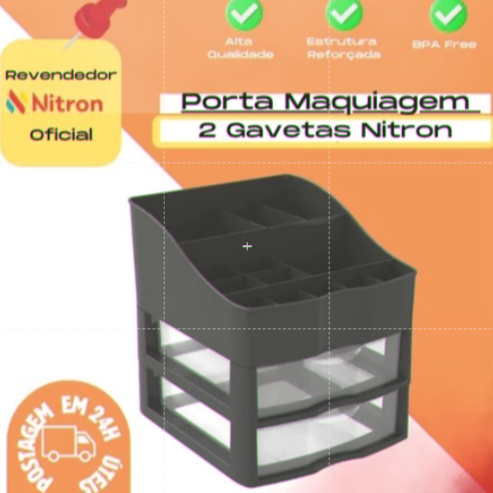 OFERTA Organizador de Cosmético Porta Maquiagem 2 Gavetas e acrílico Nitron em Oferta na Shopee