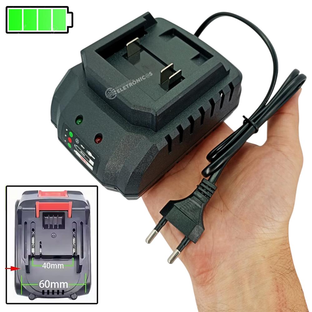 Carregador Rápido 21V Alta Potência para Ferramentas a Bateria 2Ah – LE0182