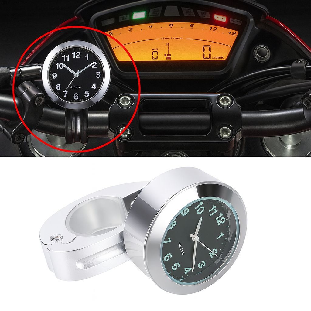 Relógio para Moto Guidão A prova D´água Custom Aço inoxidável Durável Visão Noturna