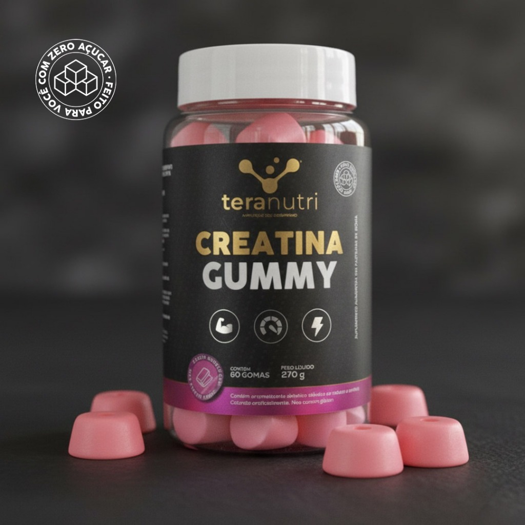 Creatina Gummy Gomas 60 Unidades  Sabor Bubble Gum Sem Açúcar
