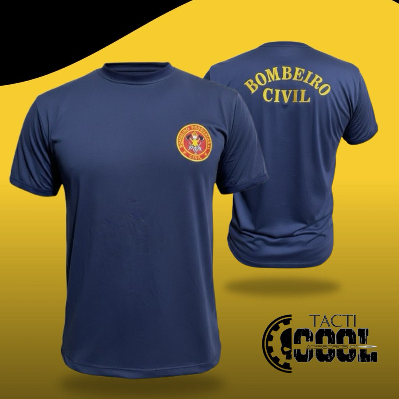 Camisa Bombeiro Civil Profissional - Bordado Brasão + Nome Nas Costas