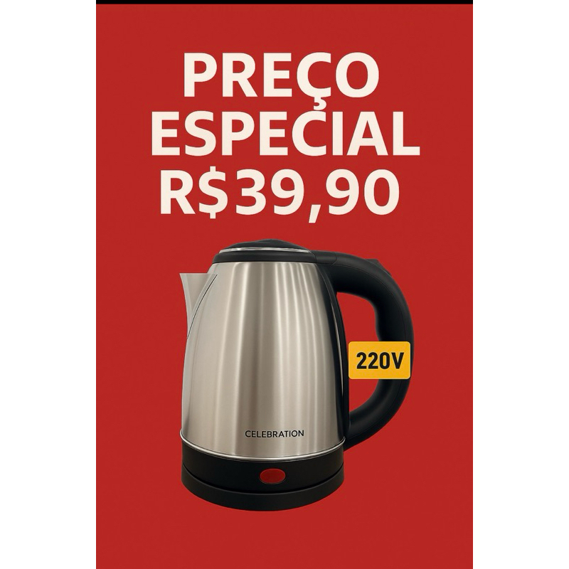 Chaleira elétrica inox  220v 1,8 Litros