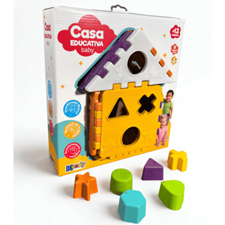 Casa Educativa Baby 9 Peças + 6 Formas | Brinquedo Educativo de Encaixe | +12 Meses | Kendy | QUEEN SHOP em Oferta na Shopee
