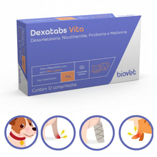 Anti inflamatório Dexametasona Cães Gatos Dexatabs 1mg Biovet Anti Alérgico Coceira - 12 Comprimidos em Oferta na Shopee