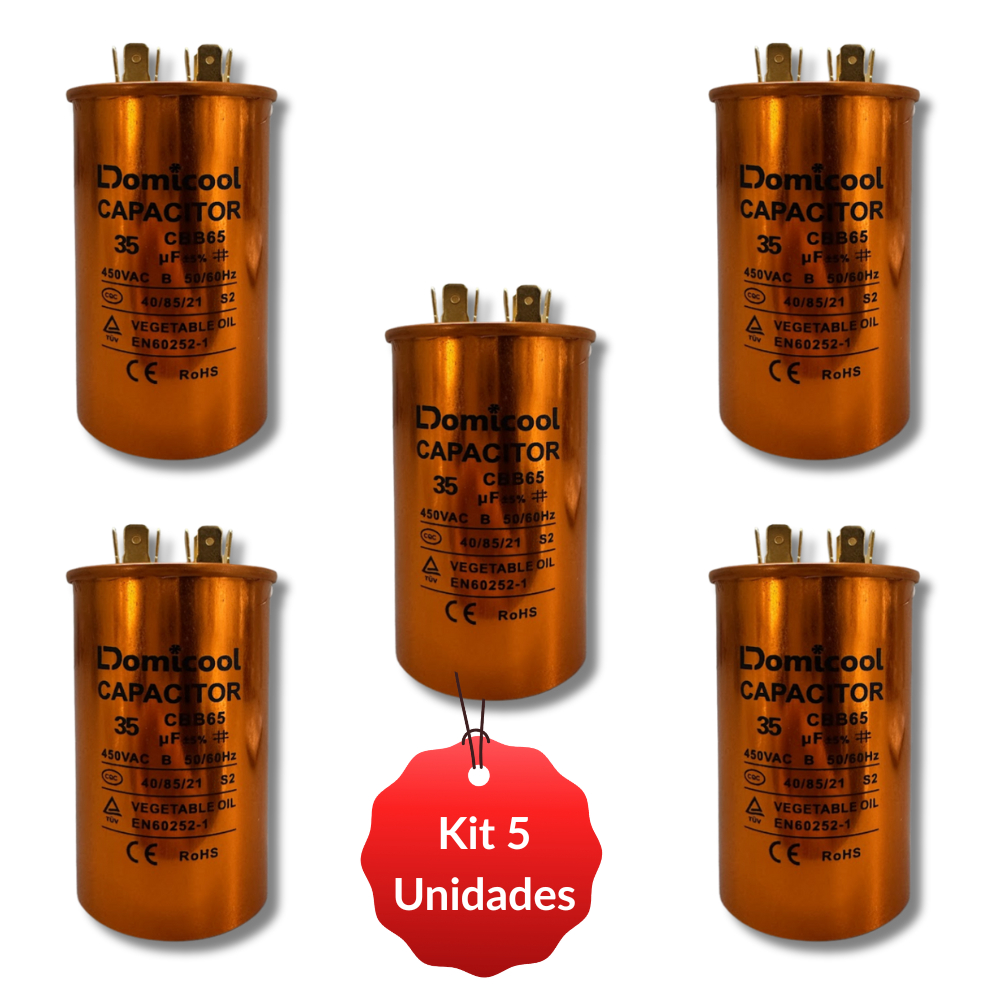 Capacitor Permanente Partida Ar Condicionado 35uf 450v - 5 Unidades