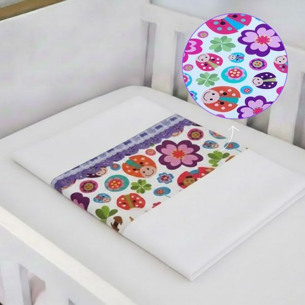 Lençol Avulso com Bainha Para MINI BERÇO Bebê  - Barrado estampado percal 400 fios