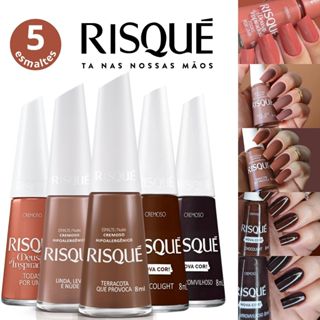 Kit 5 Esmaltes Risqué Cremoso Tons Marrom e Nude Esmaltes Atacado em Oferta na Shopee