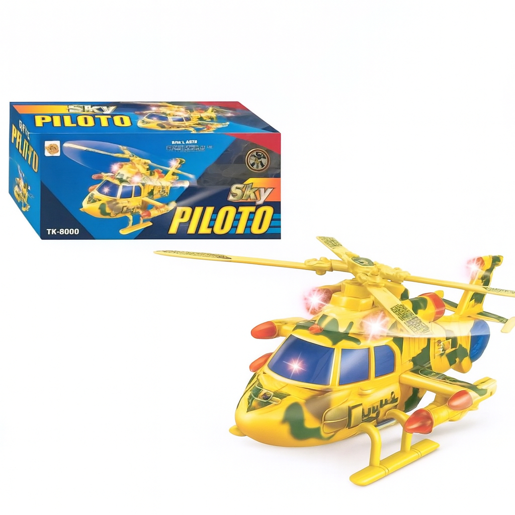 Helicóptero de Brinquedo grande Com Luz e Som Bate e Volta Sky Piloto em Oferta na Shopee