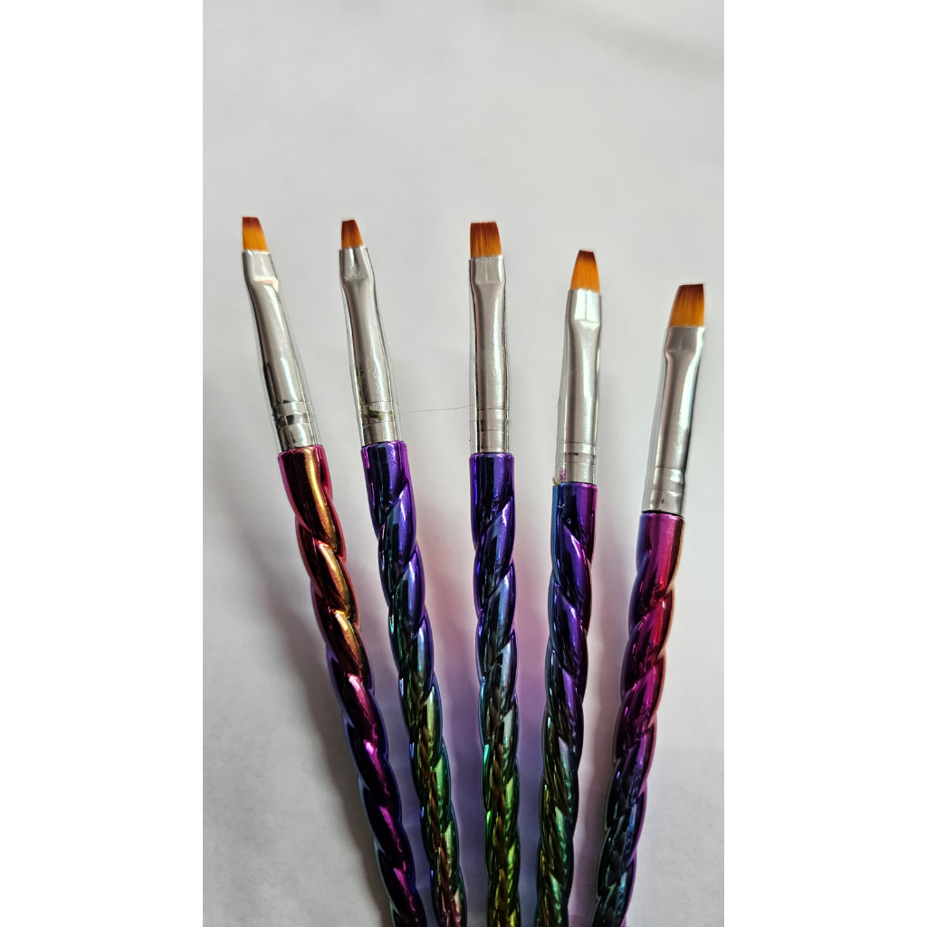 Kit 5 Pincel Tamanho #2 #4 #6 para Aplicação De Gel Pincel Profissional Unha Alongamento