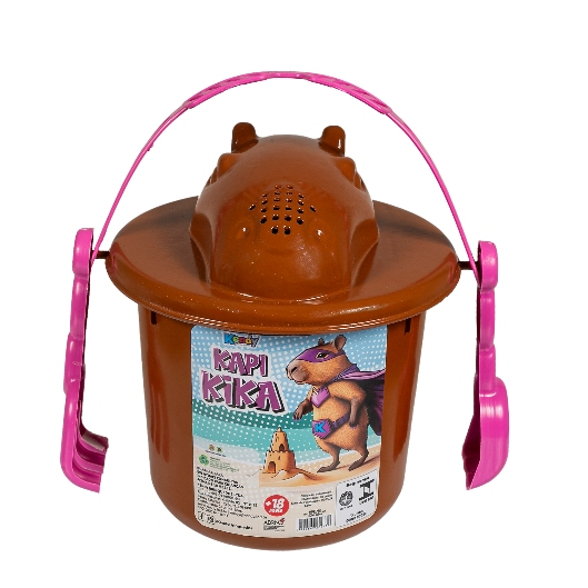 Balde praia Infantil Capivara Kika Com Peneira, Pá e Rastelo em Oferta na Shopee