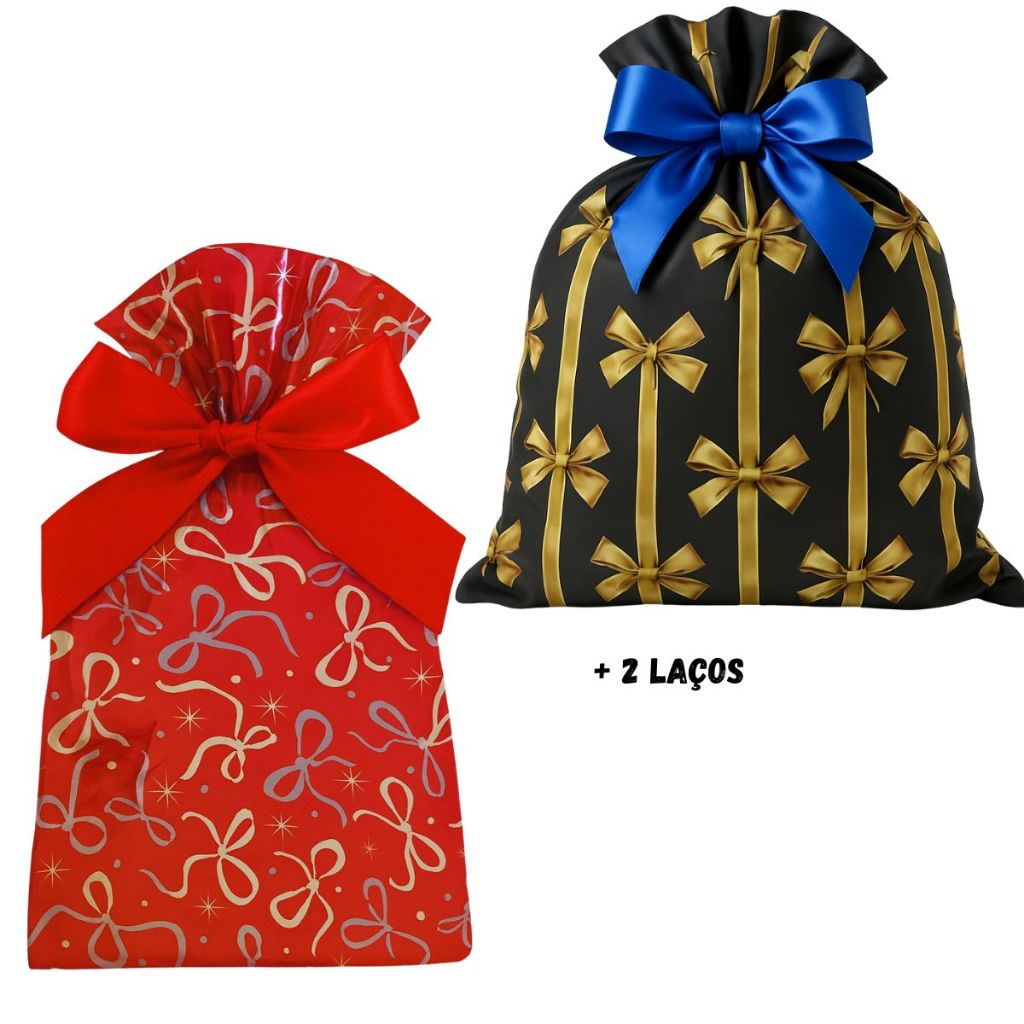 Kit 2 Sacos De Presente Metalizados Embalagem 60x90 Grande