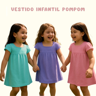 Kit 1 2 3 Vestido infantil Menina - Tecido Confortável - Veste de 1 a 6 Anos em Oferta na Shopee