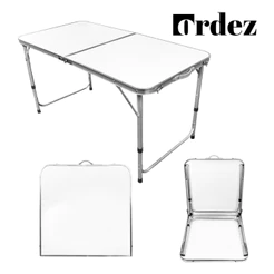 Mesa Dobrável Alumínio 90x60cm Ordez Camping Vira Maleta Com Alça Portátil