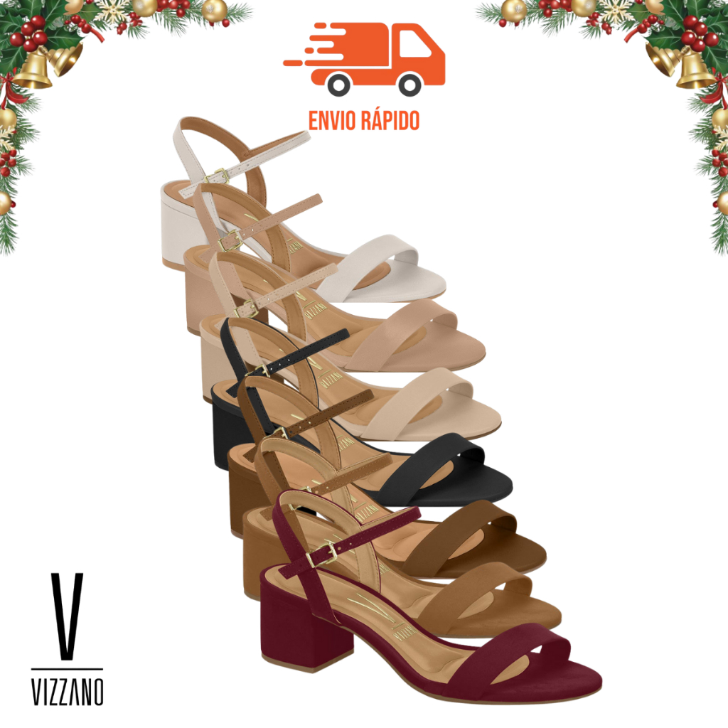 Sandália Feminina Vizzano Original Salto Bloco Confortável Casual