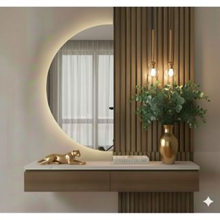 Espelho Orgânico Grande De Led Meia Lua Redondo Grande  110x60 varios tamanhos banheiro sala copa em Oferta na Shopee
