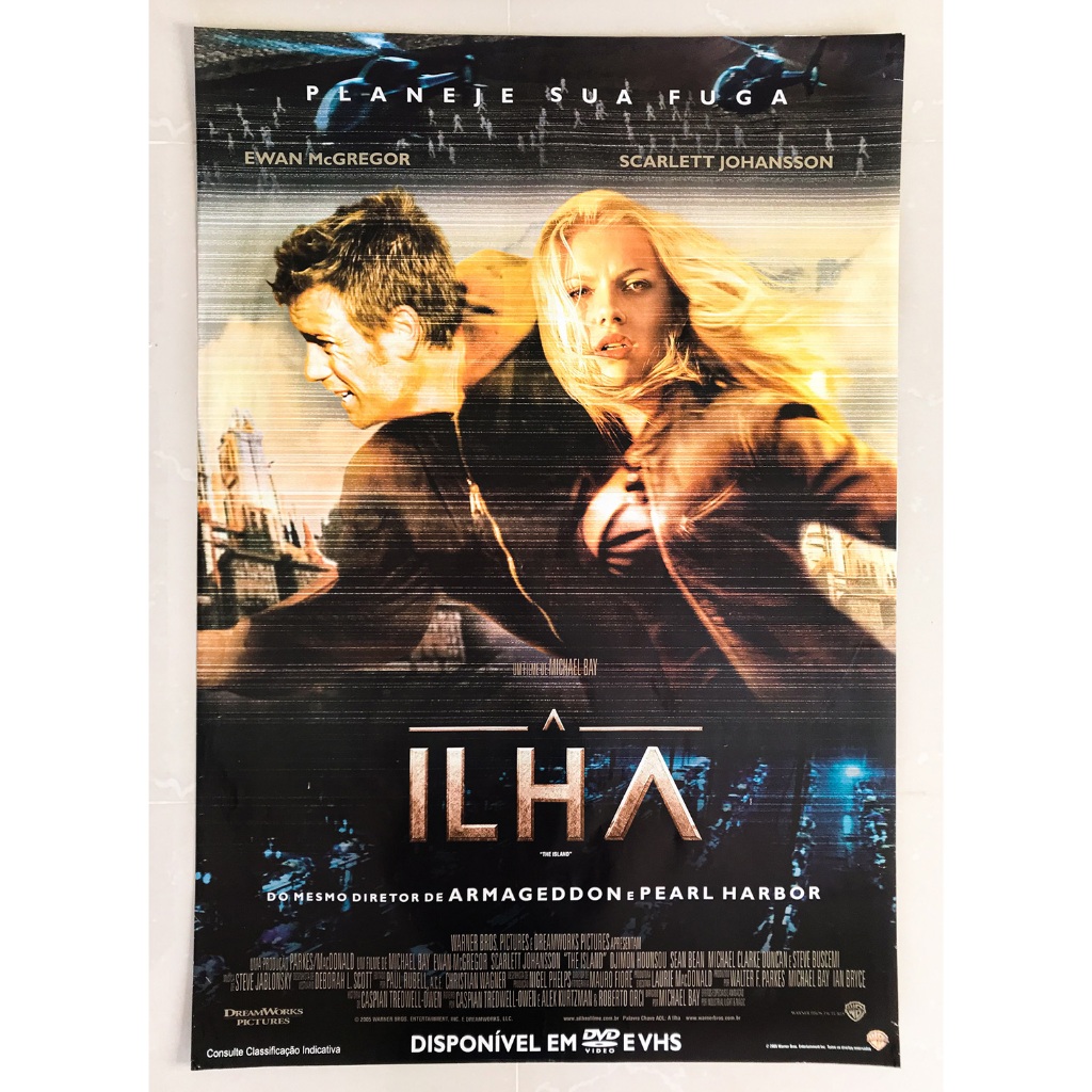 Pôster A ILHA - Scarlett Johansson Ewan McGregor - Original de Locadora - 94cm x 64cm - Cartaz Filme