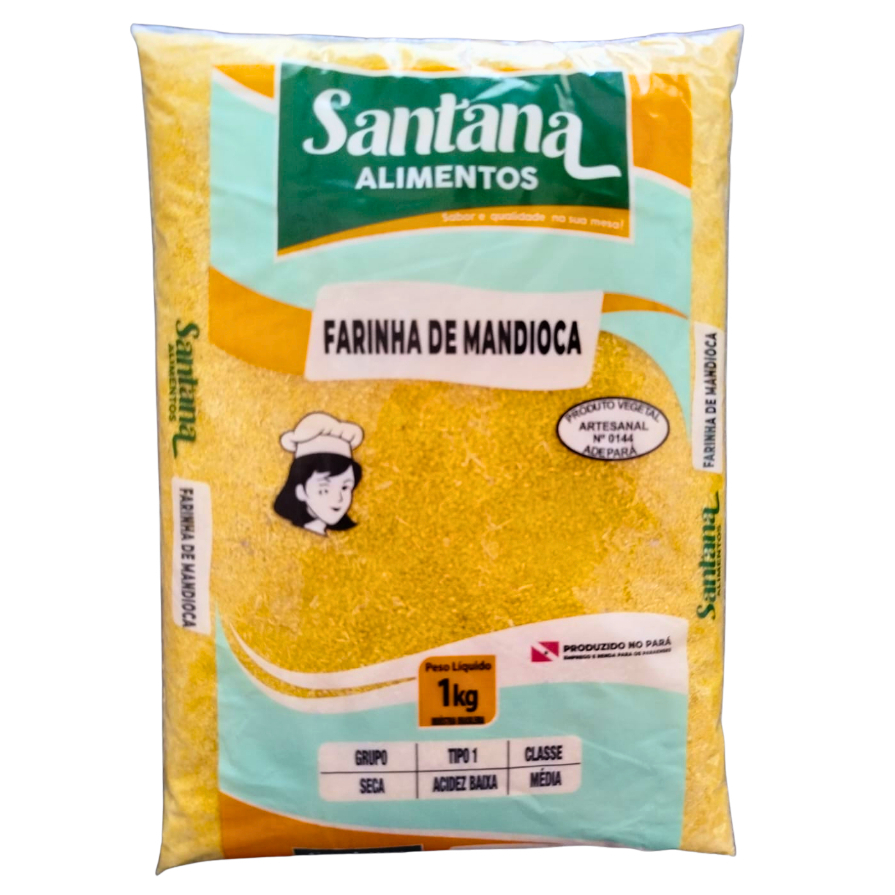 FARINHA DE MANDIOCA PARAENSE SANTANA ALIMENTOS PARÁ PACOTE 1 QUILO