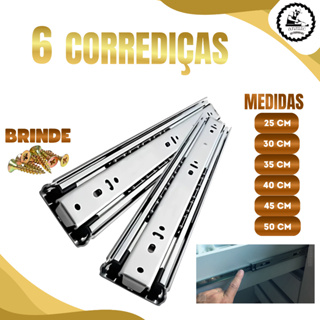 Kit 6 Corrediças Gaveta Trilho Telescópica Light 25cm 30cm 35cm 40cm 45cm 50cm Aço Leve em Oferta na Shopee