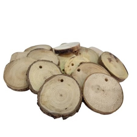 Kit 10 Bolacha Furada de Madeira Tronco Natural - Pingente - Enfeite Natalino Para Decoração