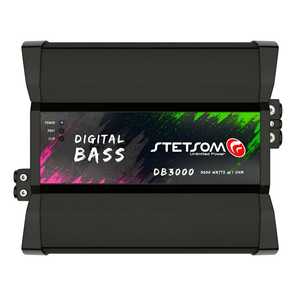 Módulo Stetsom Db 3000 Digital Bass 2 Ohms Amplificador Para Frequência Grave E Subgrave De 5hz 250hz Rca 1 Canal