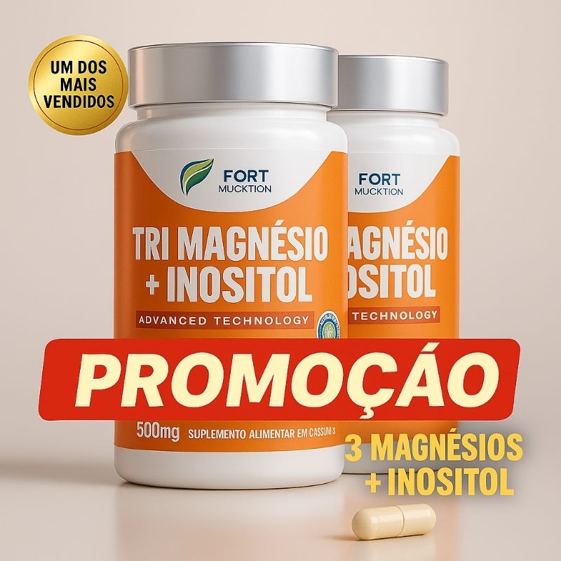 Trio de Magnésios + Inositol 500mg - 120 Cápsulas - Envio Imediato