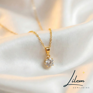 Colar Ponto de Luz Zircônia Banhado a Ouro 18k - Lilem Semijoias 45cm + 5cm Extensor (Total 50cm) em Oferta na Shopee