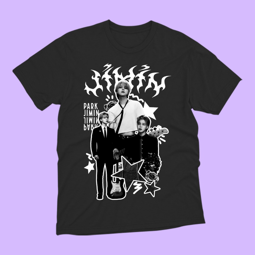 Camiseta Jimin Flame Tipografia Kpop Bangtan 100% Algodão Unissex em Oferta na Shopee