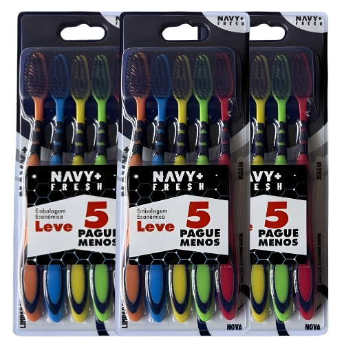 Escova Dental Macia Adulto com Cerdas Pretas – Kit Leve 5 Pague Menos (5, 10, ou 15 Unidades)