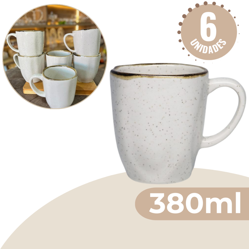Jogo 6 Canecas Café Chá Ryo Maresia 380ml Oxford Porcelanas