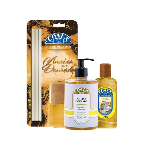 Kit Compacto Coala - 1Difusor de Aromas + 1Limpador Concentrado de Ambientes 120ml + 1 Sabonete 500ml - Ameixa Dourada em Oferta na Shopee