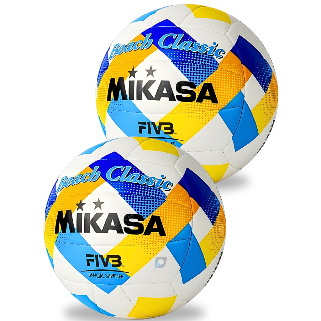 Kit 2 Bolas Vôlei Mikasa BV543 Praia Treino Areia Oficial Couro Sintético Costurado Leve Padrão FIVB