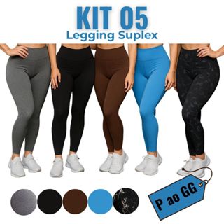 KIT 5/4/3/2/1 Legging Feminina Cores Suplex Cós Alto Alta Compressão Zero Transparência em Oferta na Shopee