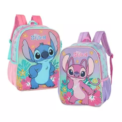 Mochila Escolar De Costas Disney Stitch 43x30cm Rosa