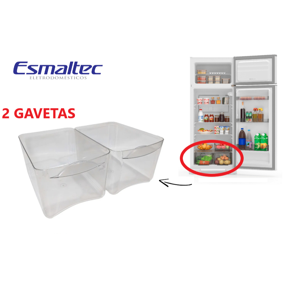 PAR DE GAVETAS DE LEGUMES – GELADEIRA ESMALTEC RCD37 / RCD38