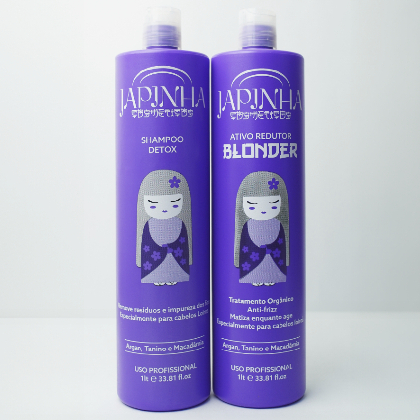 Kit Ativo Redutor Orgânico Blonder Japinha 1L | Shampoo de Limpeza + Redutor de Volumes 💜