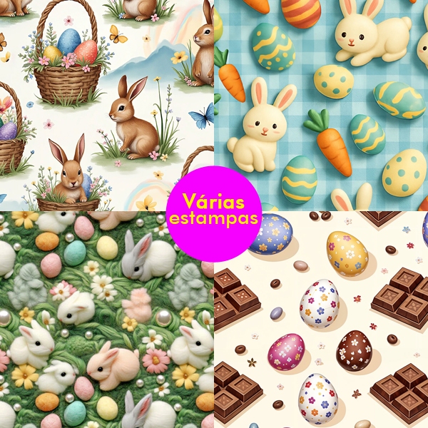 🐰 Tricoline Páscoa 100% Algodão - 50cm x 1,50m - Páscoa Tricolandia 2026 🎨 em Oferta na Shopee