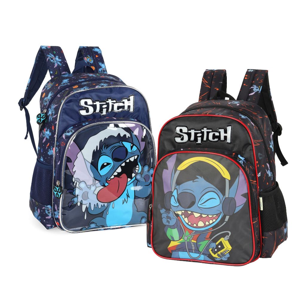 Mochila Escolar de Costas Disney Stitch Escolar 16" 40x30cm Luxcel em Oferta na Shopee