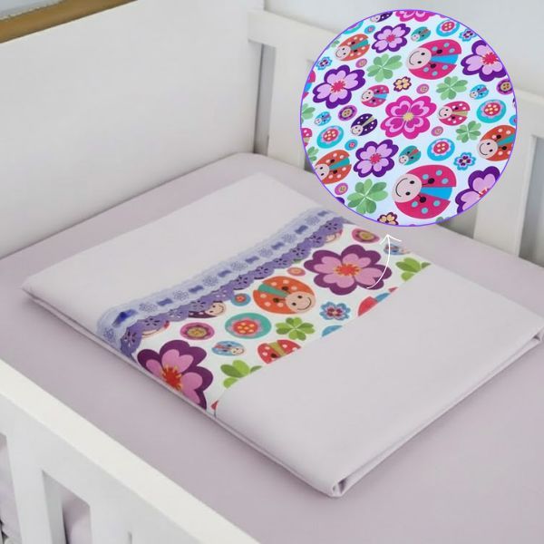 Lençol Avulso com Bainha Para MINI BERÇO Quarto de Bebê 1 Peça - Barrado estampado