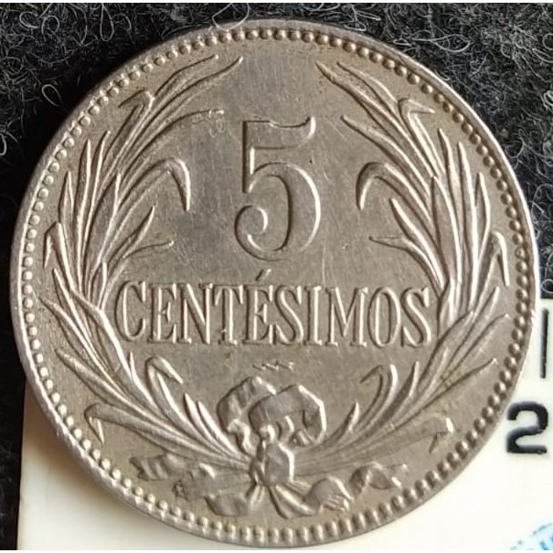JR-1765 Moeda Uruguai 5 Centésimos 1901 1909 1924 1936 1941 - Período Peso Uruguaio 1862-1974