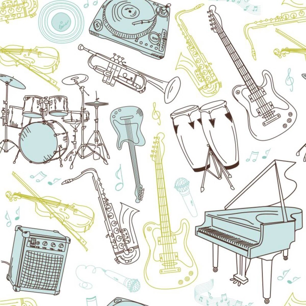 Detalhes do Papel de Parede Autocolante Para Quarto Instrumentos Musicais- ENVIO FULL