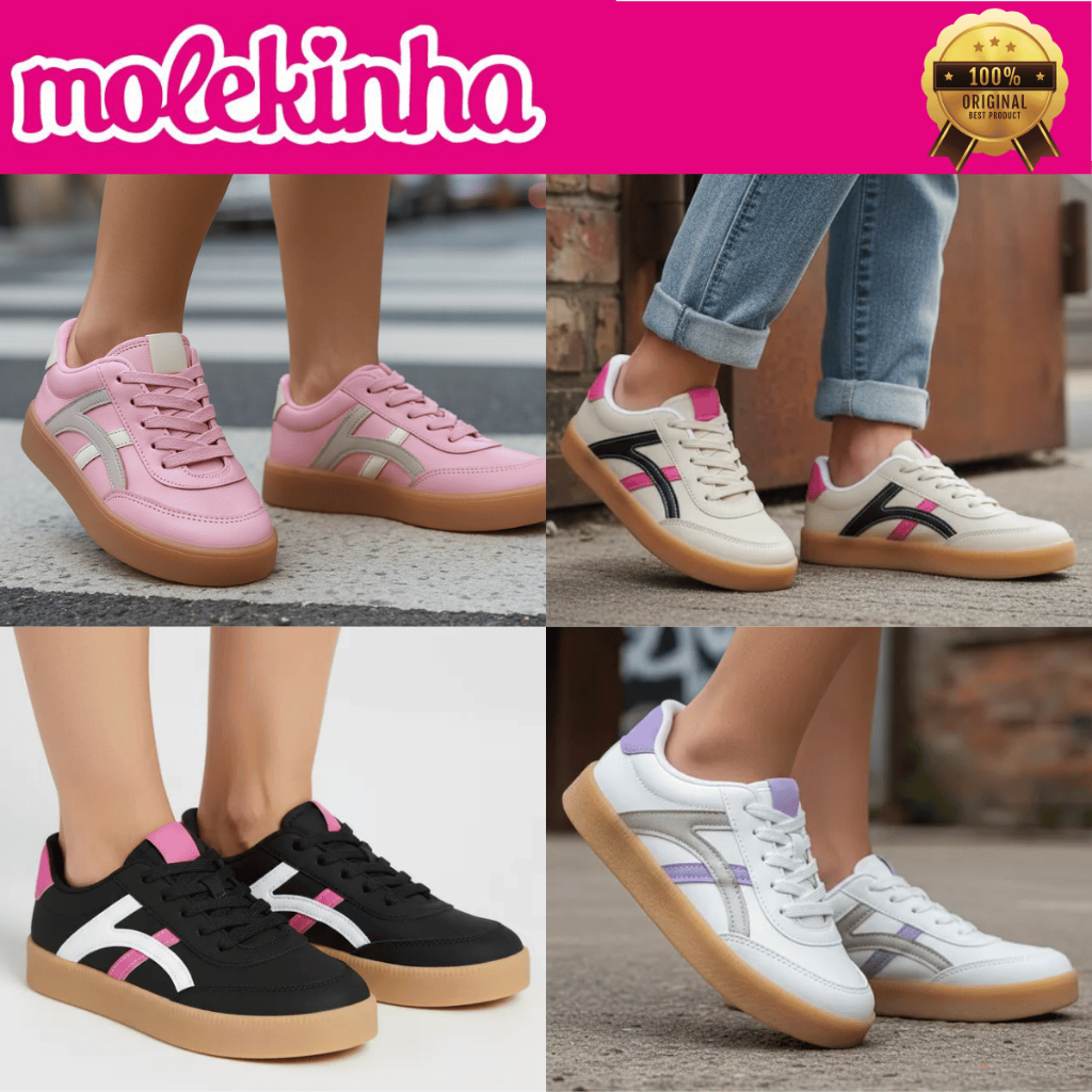 Tênis Molekinha Infantil Menina Original Casual Napa Palmilha Cadarço Conforto Plataforma Escola em Oferta na Shopee