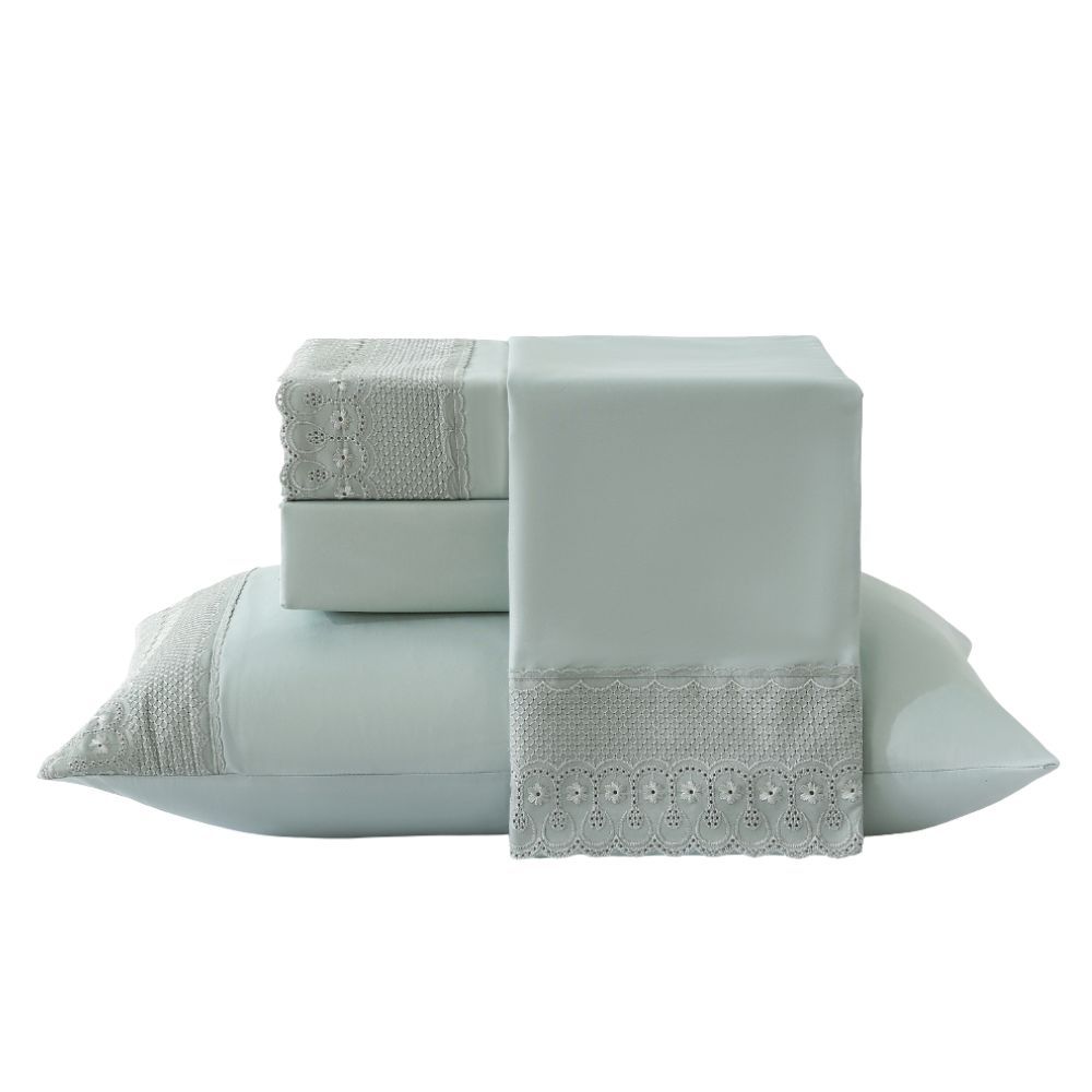 Imagem Jogo de Lençol Mona lisa 4 Pçs 300 Fios percal Bordado King Queen Casal