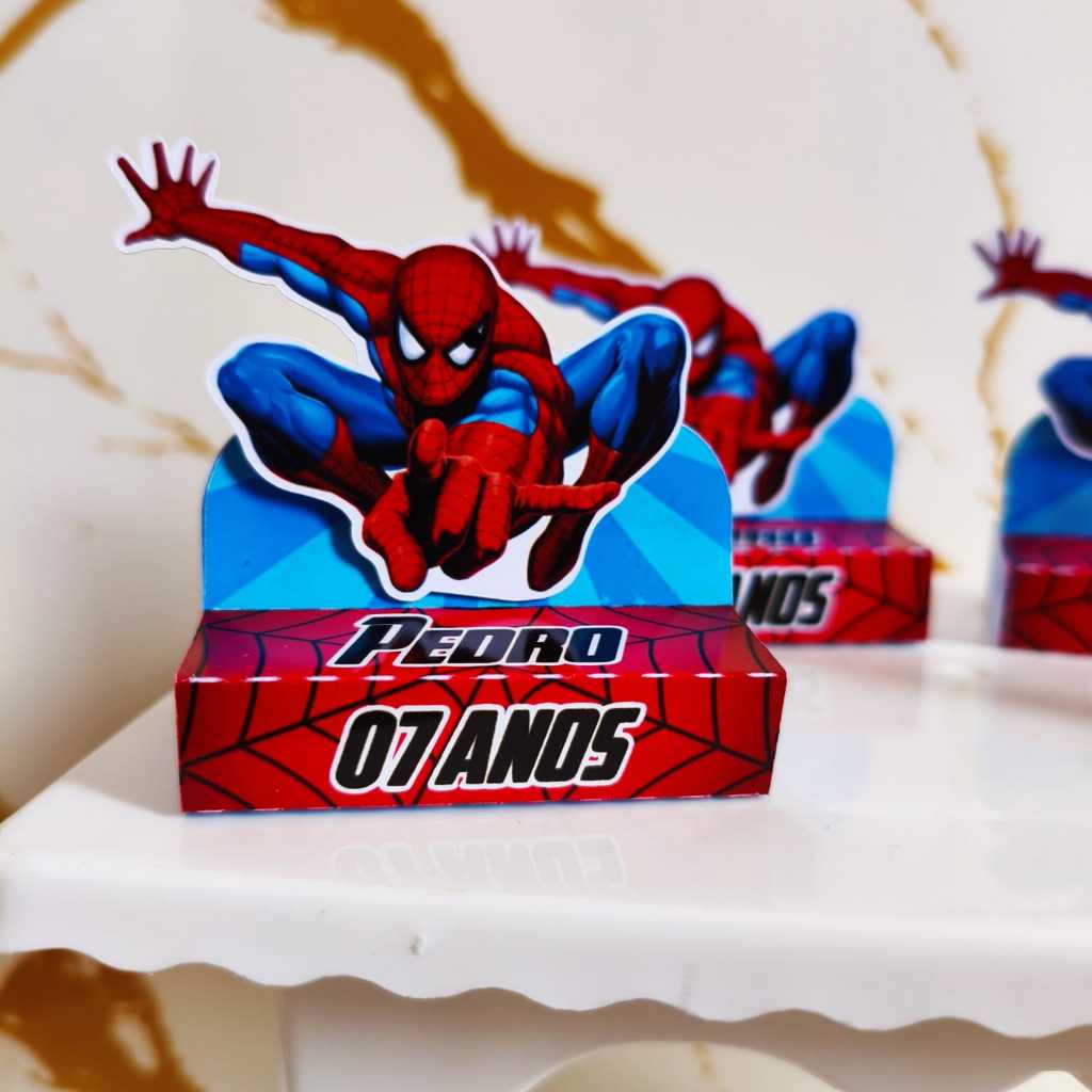 Porta Bis Duplo com Aplique 3D para lembrancinhas - Festa - Porta Bis Personalizadas - Homem Aranha